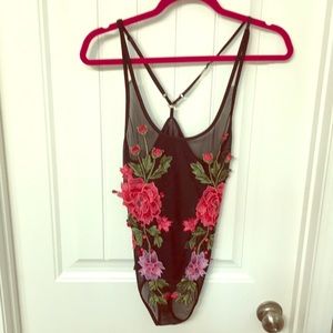 Sheer floral body suit